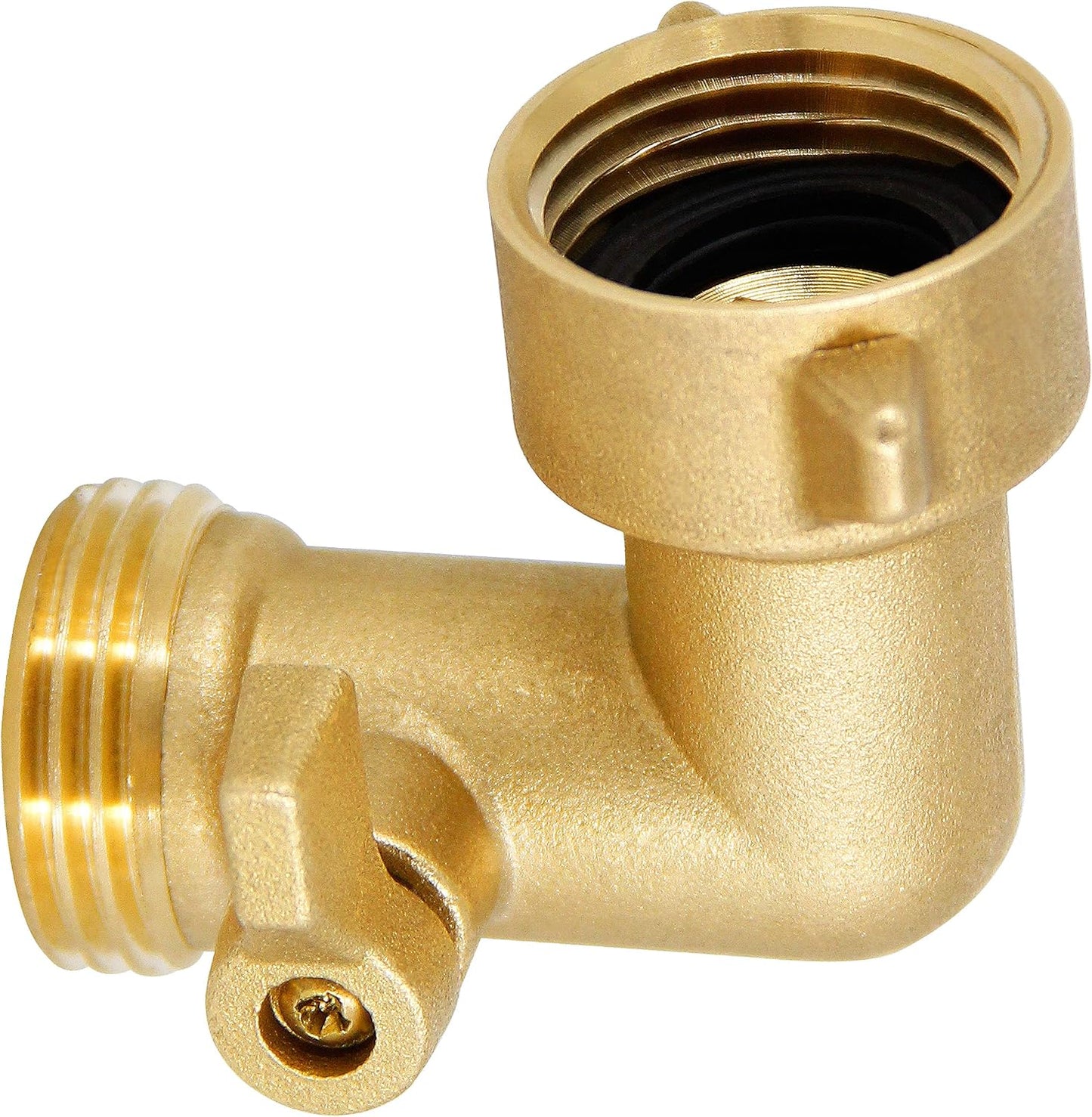 Garden Hose Elbow Connector, 90 Degree Brass Garden Hose Elbow Adapter with Shut Off Valves, 2 Pack