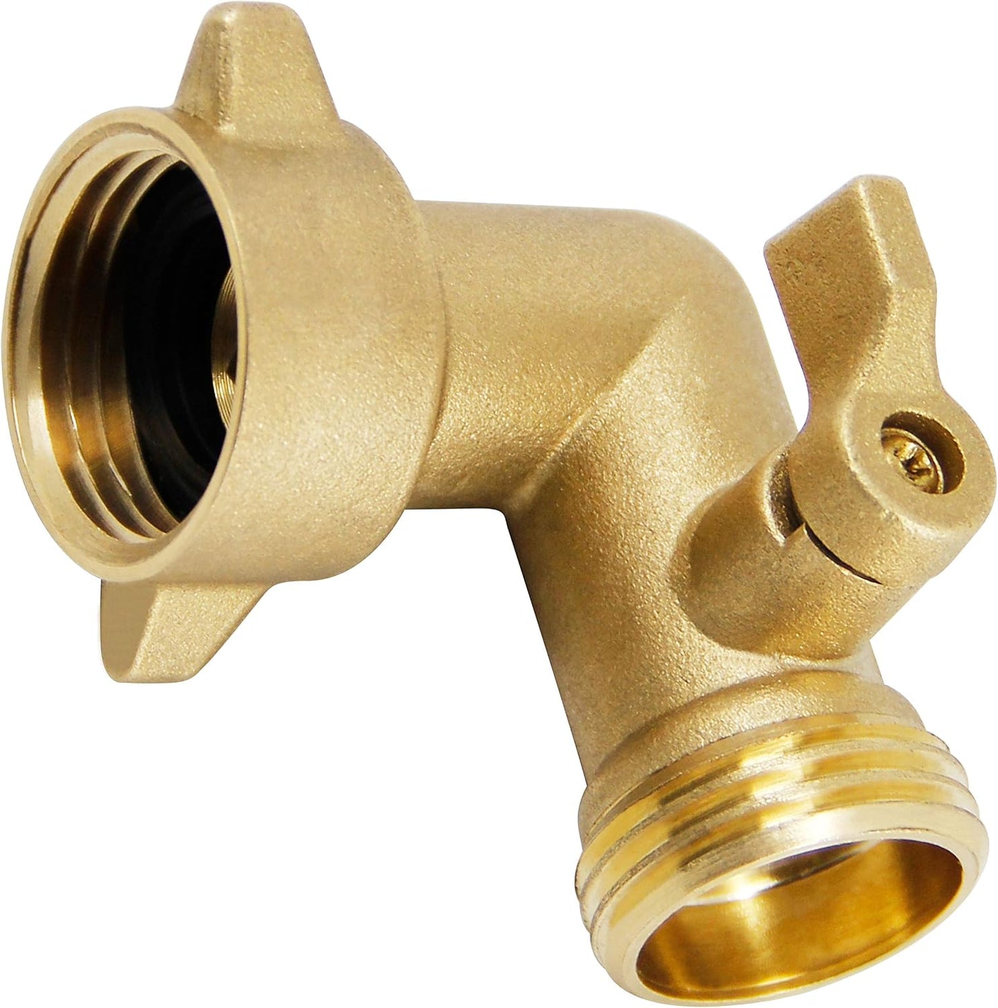 Garden Hose Elbow Connector, 90 Degree Brass Garden Hose Elbow Adapter with Shut Off Valves, 2 Pack