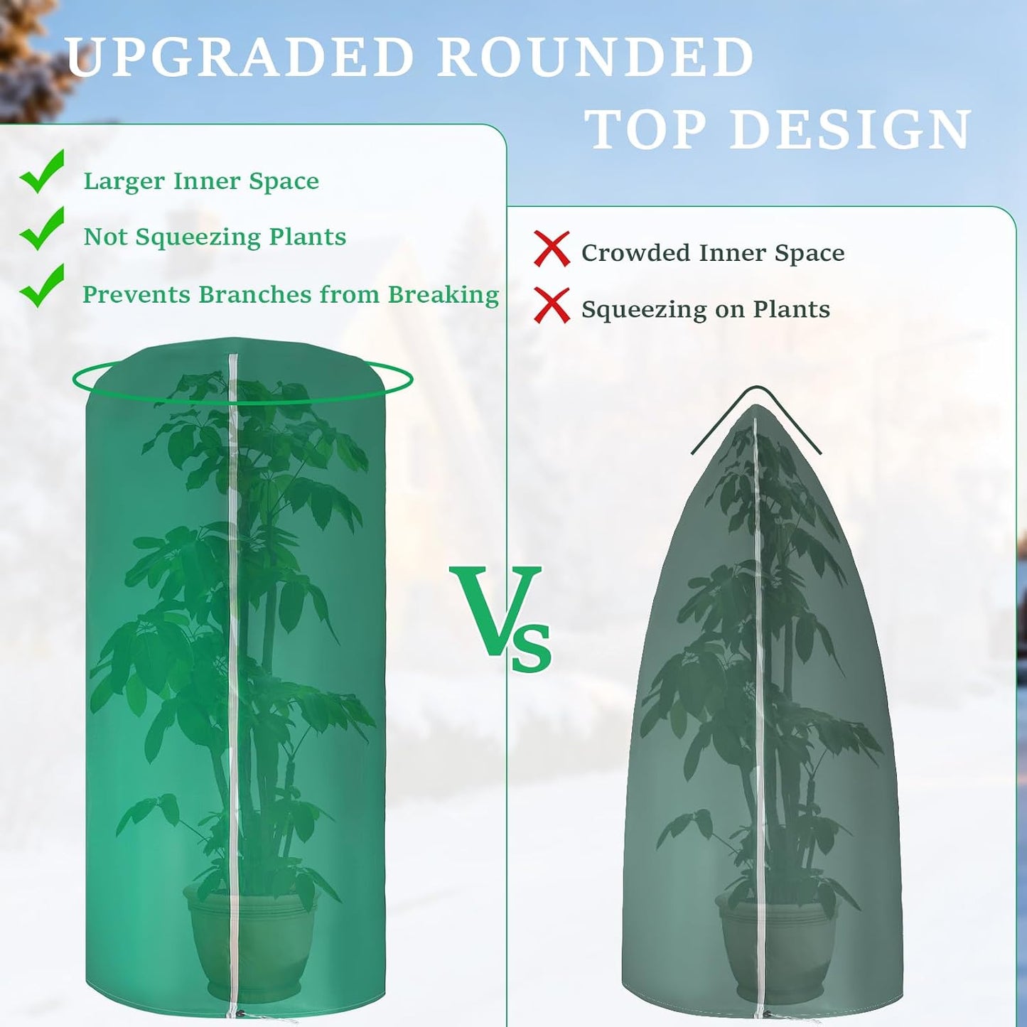 2 Pcs 47"×71" Large Rounded Top Winter Plant Freeze Protection Covers with Zipper & Drawstring, Non-Woven Frost Cloth Plant Freeze Protection,Frost Blankets for Outdoor Shrub Bush Fruit Tree
