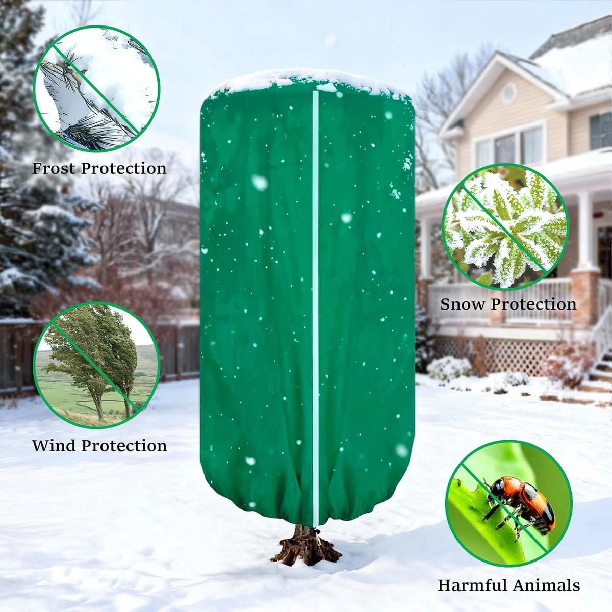 2 Pcs 47"×71" Large Rounded Top Winter Plant Freeze Protection Covers with Zipper & Drawstring, Non-Woven Frost Cloth Plant Freeze Protection,Frost Blankets for Outdoor Shrub Bush Fruit Tree
