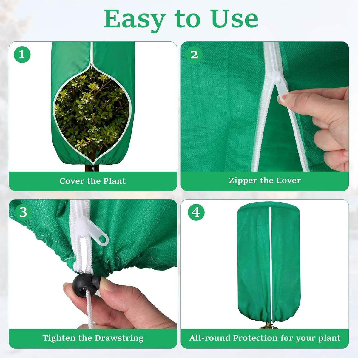 2 Pcs 47"×71" Large Rounded Top Winter Plant Freeze Protection Covers with Zipper & Drawstring, Non-Woven Frost Cloth Plant Freeze Protection,Frost Blankets for Outdoor Shrub Bush Fruit Tree