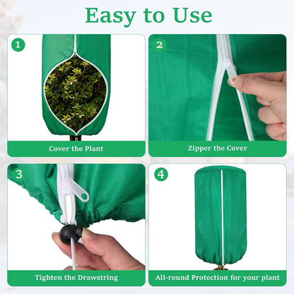 2 Pcs 47"×71" Large Rounded Top Winter Plant Freeze Protection Covers with Zipper & Drawstring, Non-Woven Frost Cloth Plant Freeze Protection,Frost Blankets for Outdoor Shrub Bush Fruit Tree