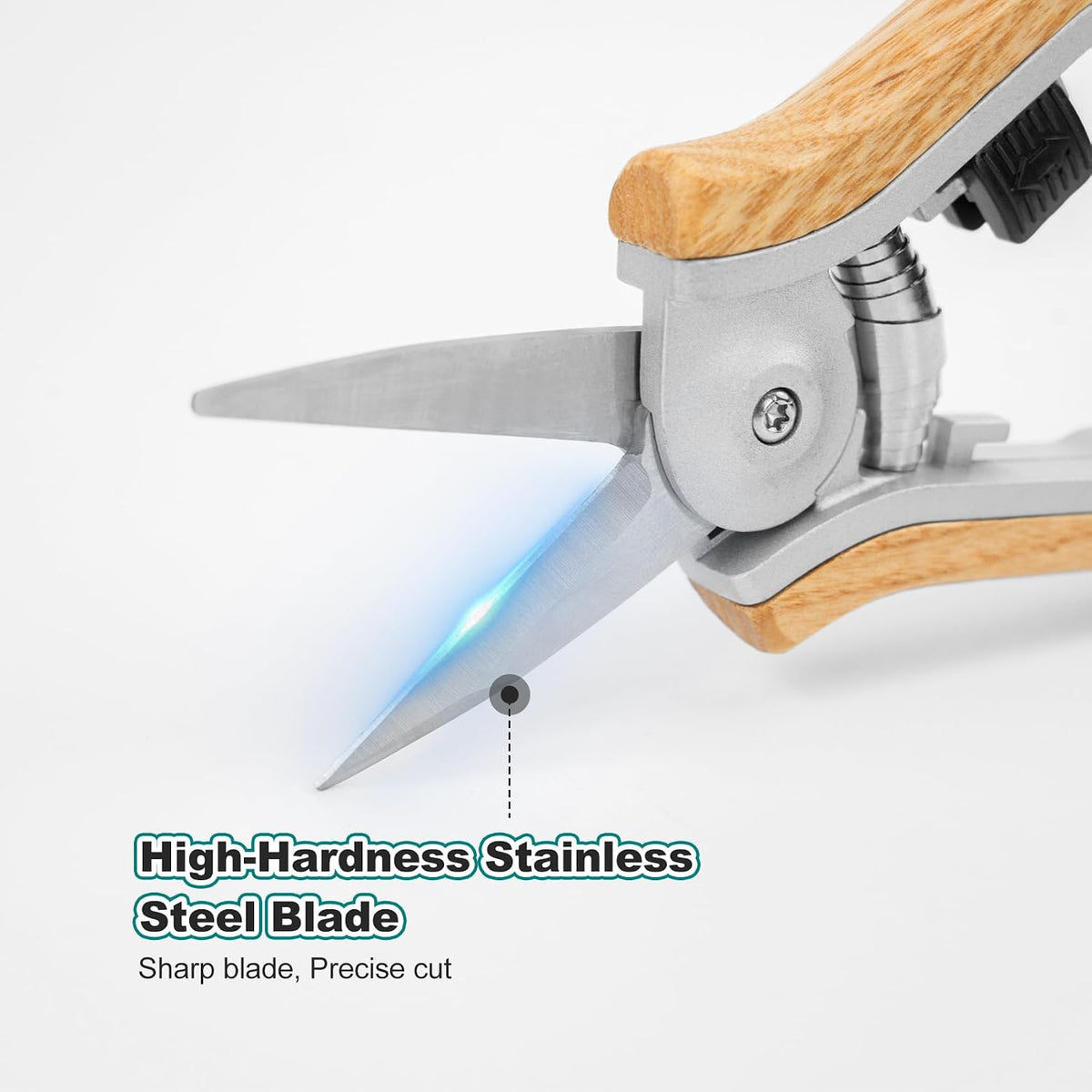 Mini Pruning Shears for Gardening Straight Blades Hand Pruners with Wooden Handle Garden Scissors Snips Stainless Steel Trimming Small Clippers Bonsai Compact Size Shearing Tool