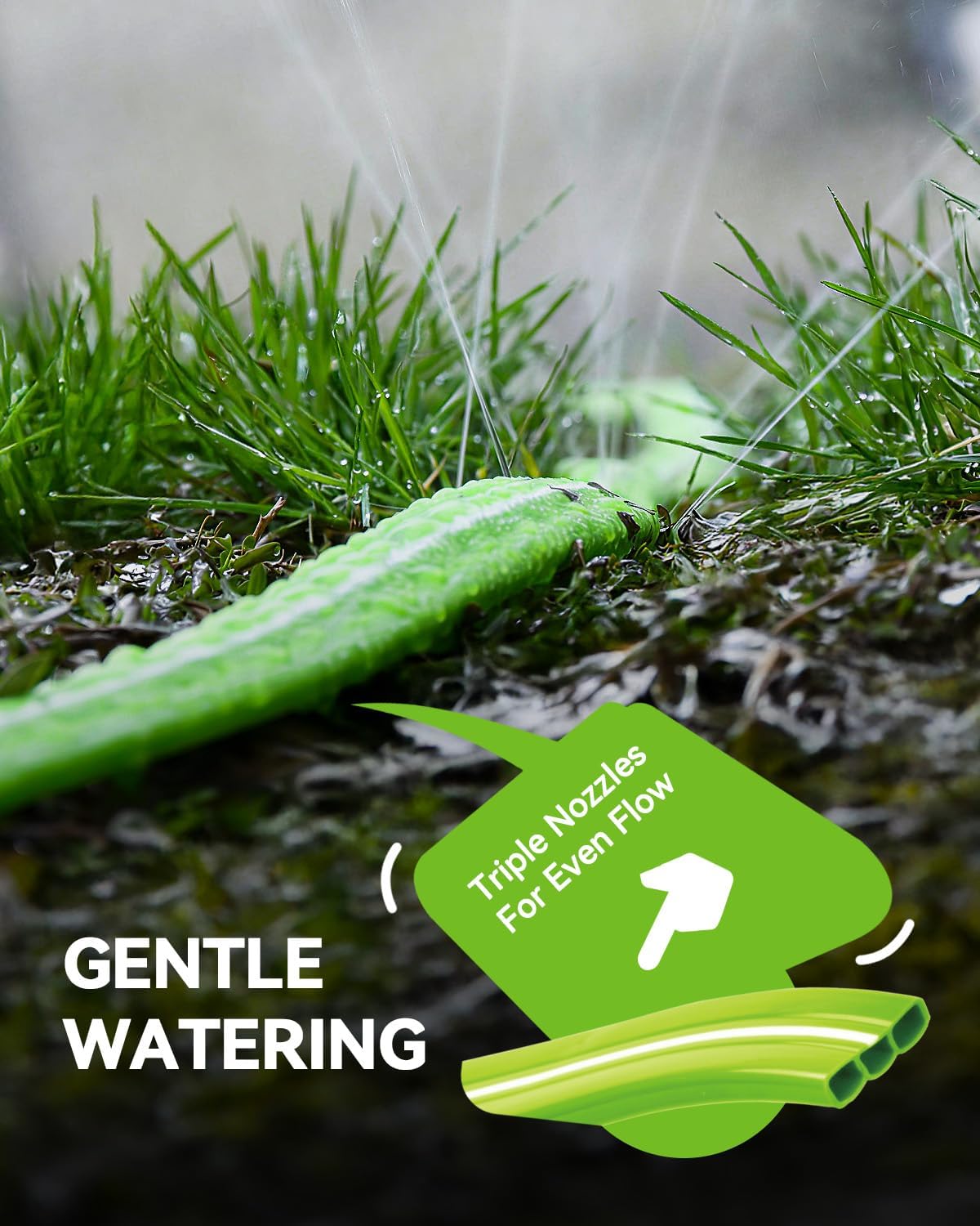 Sprinkler Hose with Holes 100FT, Flat Soaker Hose with Stakes, Lightweight Water Irrigation Sprinklers System for Garden, Lawn and Yard(50FT, 2Pack)