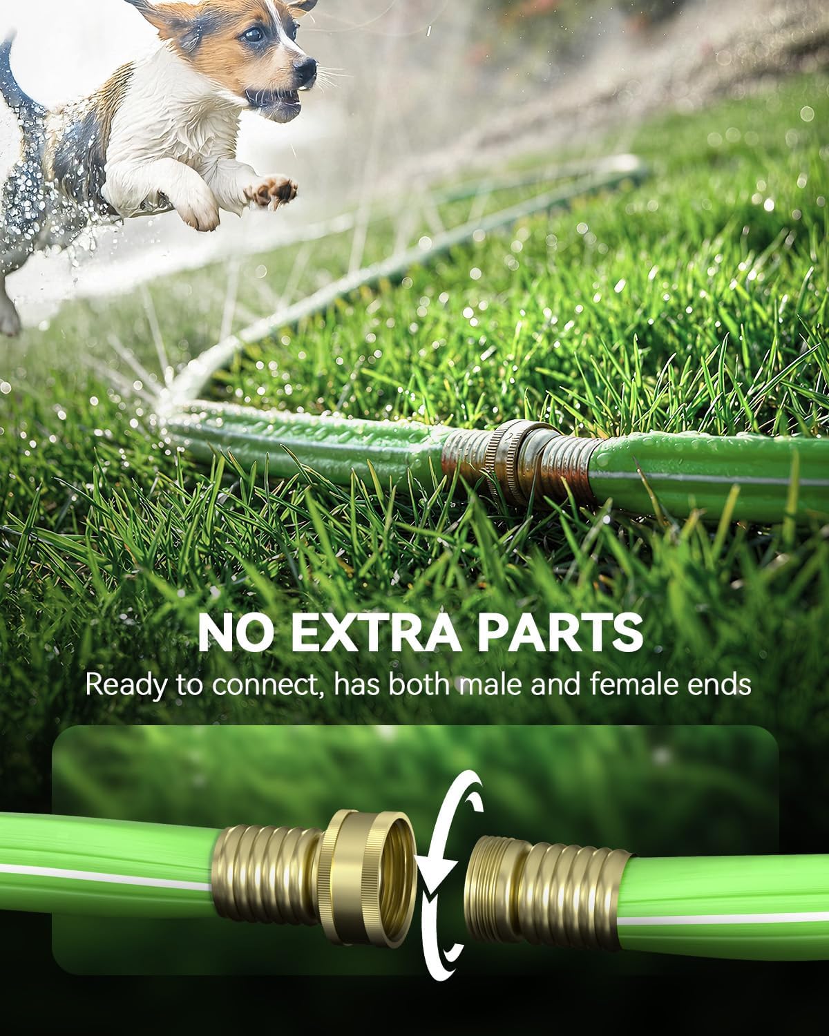 Sprinkler Hose with Holes 100FT, Flat Soaker Hose with Stakes, Lightweight Water Irrigation Sprinklers System for Garden, Lawn and Yard(50FT, 2Pack)