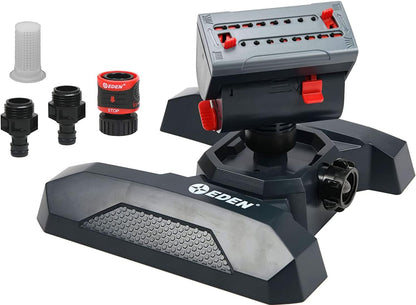 95124 Adjustable 4-Way Mini Turbo Oscillating Sprinkler W/Quick Connect Starter Set, Covers up to 4,069 sq. ft. Heavy Weight Base