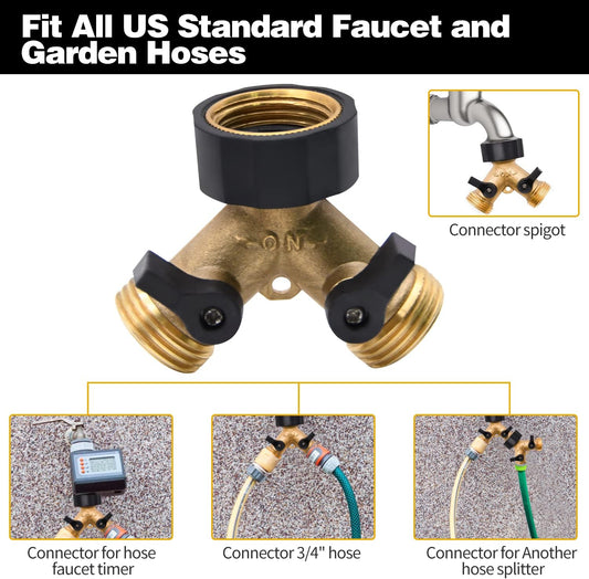 1/2/4 Pack 2 Way Hose Splitter, for 3/4" Hose Connector, with Rubber Washers & Tapes