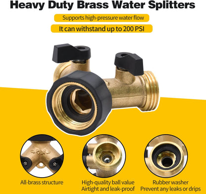 1/2/4 Pack 2 Way Hose Splitter, for 3/4" Hose Connector, with Rubber Washers & Tapes