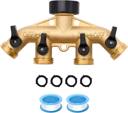 1/2/4 Pack 2 Way Hose Splitter, for 3/4" Hose Connector, with Rubber Washers & Tapes