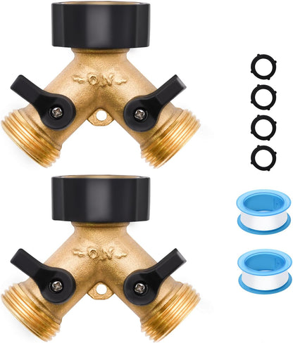 1/2/4 Pack 2 Way Hose Splitter, for 3/4" Hose Connector, with Rubber Washers & Tapes