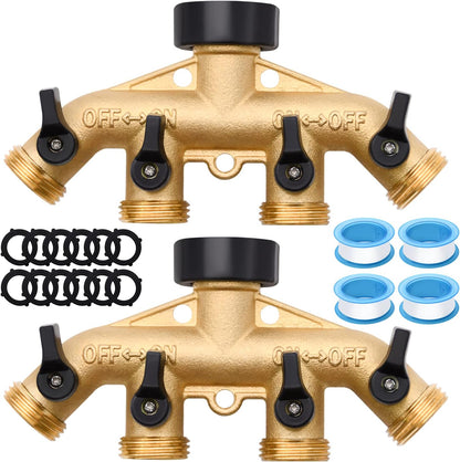 1/2/4 Pack 2 Way Hose Splitter, for 3/4" Hose Connector, with Rubber Washers & Tapes