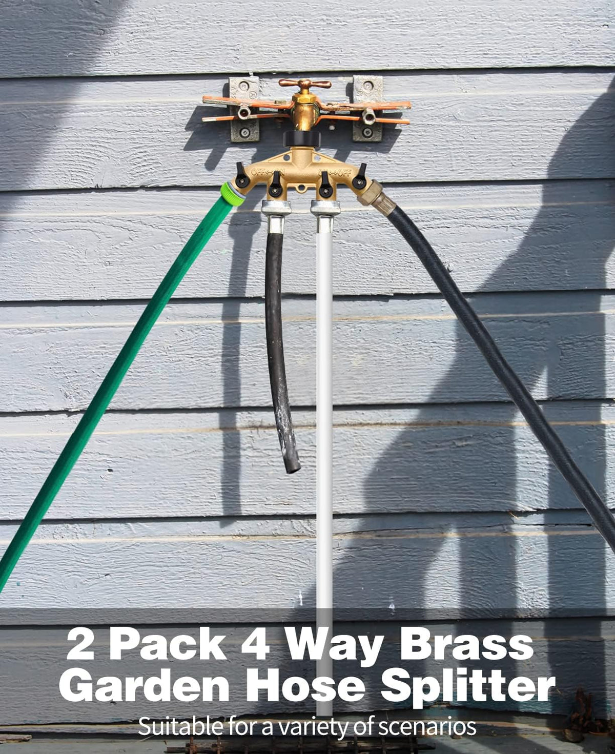1/2/4 Pack 2 Way Hose Splitter, for 3/4" Hose Connector, with Rubber Washers & Tapes