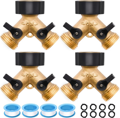 1/2/4 Pack 2 Way Hose Splitter, for 3/4" Hose Connector, with Rubber Washers & Tapes