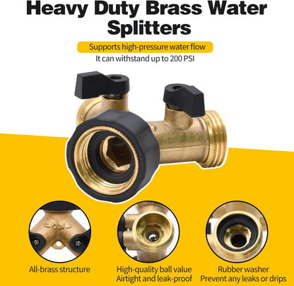 1/2/4 Pack 2 Way Hose Splitter, for 3/4" Hose Connector, with Rubber Washers & Tapes