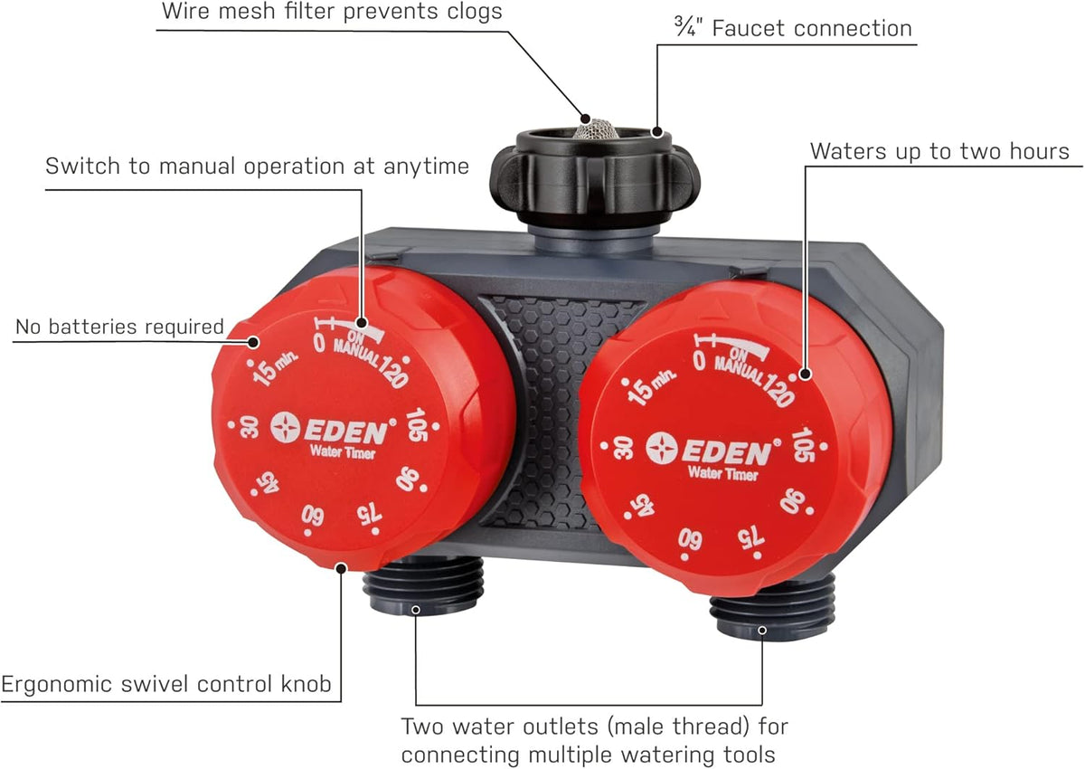 25118 1-Zone Mechanical Watering Timer, Red, Grey