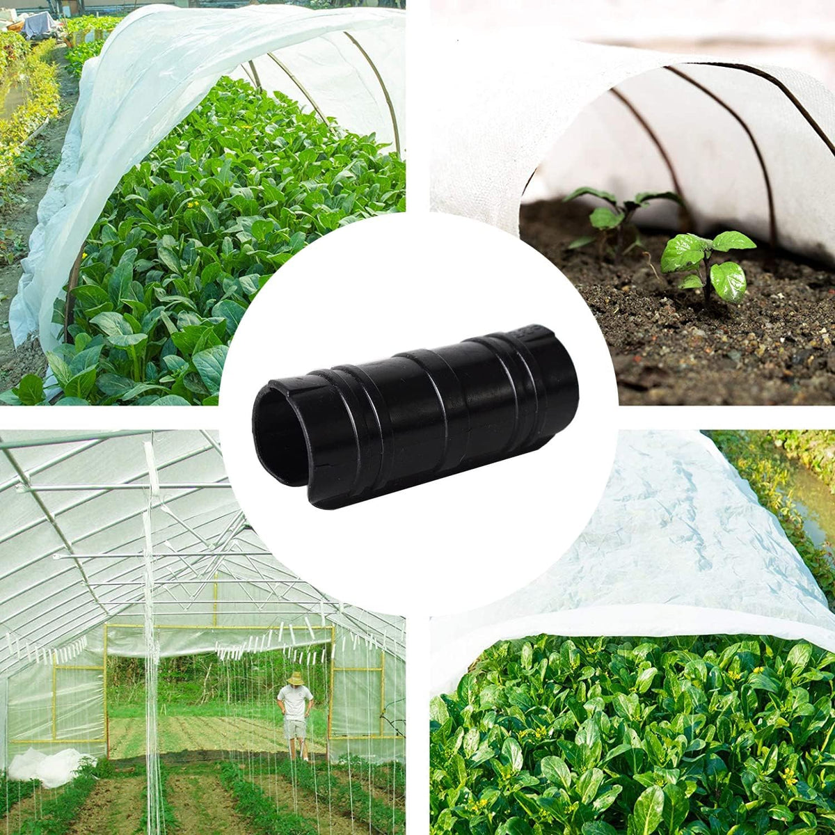 60PCS Greenhouse Clips 3/4 Inch Greenhouse Clamps Black Plastic Clamps Garden Buildings Tube Clips for PVC Pipe Greenhouse Films, Sunshade Nets, Row Covers, Shelters, Farming, Gardening