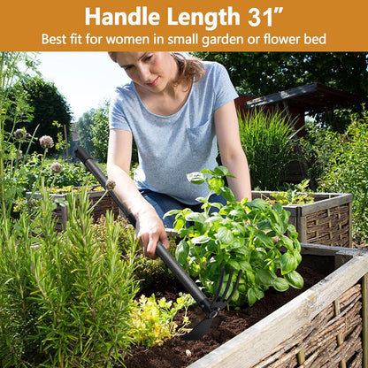 Garden Hoe Tool, 2-in-1 Heavy Duty Dual-Head Weeding Tool, 45" Adjustable Long Handle Cultivator for Weeding, Tilling, Lawn Yard Flower Bed Gardening Tool