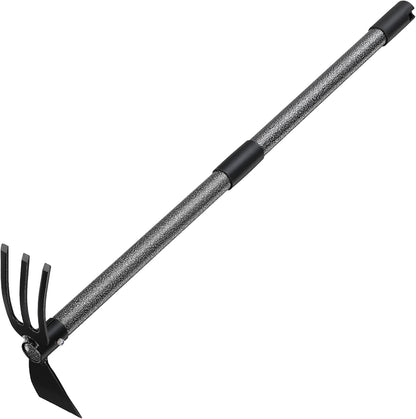 Garden Hoe Tool, 2-in-1 Heavy Duty Dual-Head Weeding Tool, 45" Adjustable Long Handle Cultivator for Weeding, Tilling, Lawn Yard Flower Bed Gardening Tool