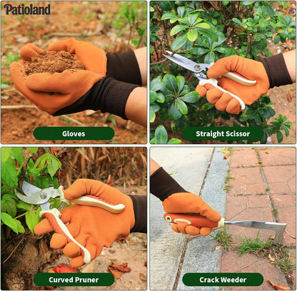 Brown Garden Tools Set 10-Piece, Gardening Gifts for Women Men