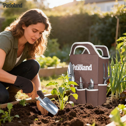 Brown Garden Tools Set 10-Piece, Gardening Gifts for Women Men