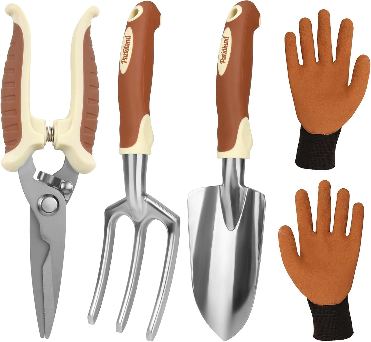 Brown Garden Tools Set 10-Piece, Gardening Gifts for Women Men