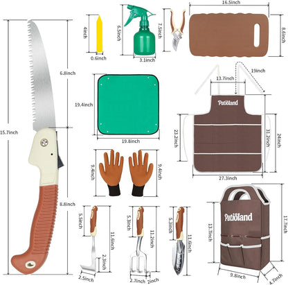Brown Garden Tools Set 10-Piece, Gardening Gifts for Women Men