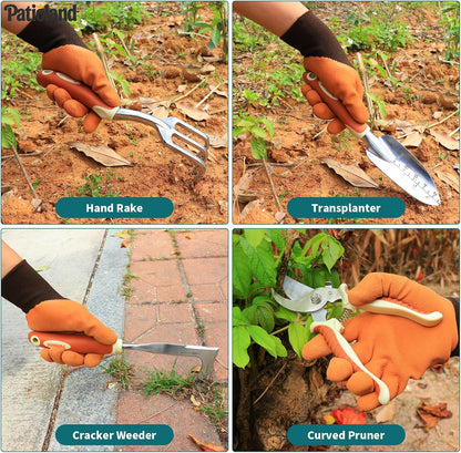 Brown Garden Tools Set 10-Piece, Gardening Gifts for Women Men