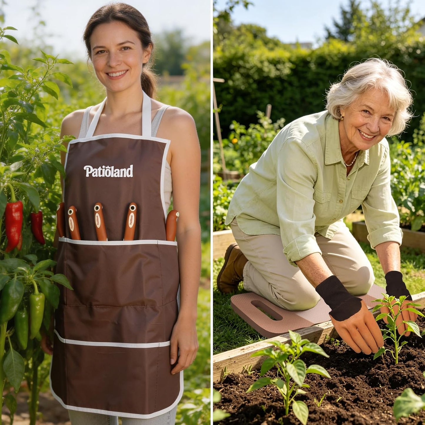 Brown Garden Tools Set 10-Piece, Gardening Gifts for Women Men