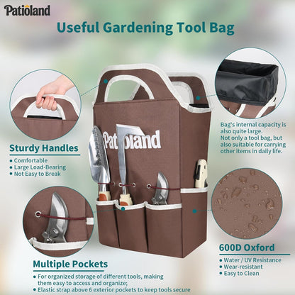 Brown Garden Tools Set 10-Piece, Gardening Gifts for Women Men