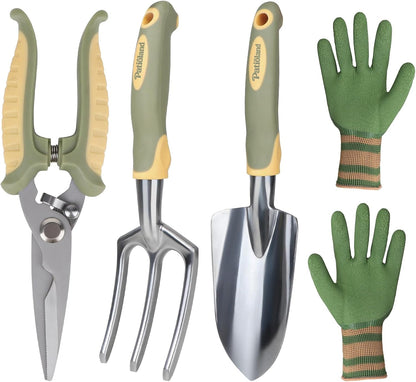 Brown Garden Tools Set 10-Piece, Gardening Gifts for Women Men
