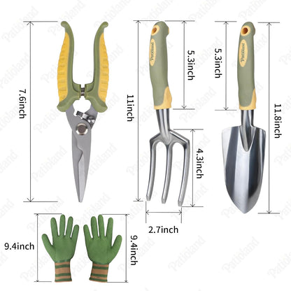 Brown Garden Tools Set 10-Piece, Gardening Gifts for Women Men