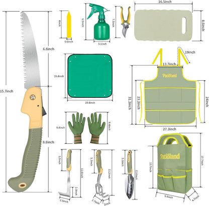 Brown Garden Tools Set 10-Piece, Gardening Gifts for Women Men