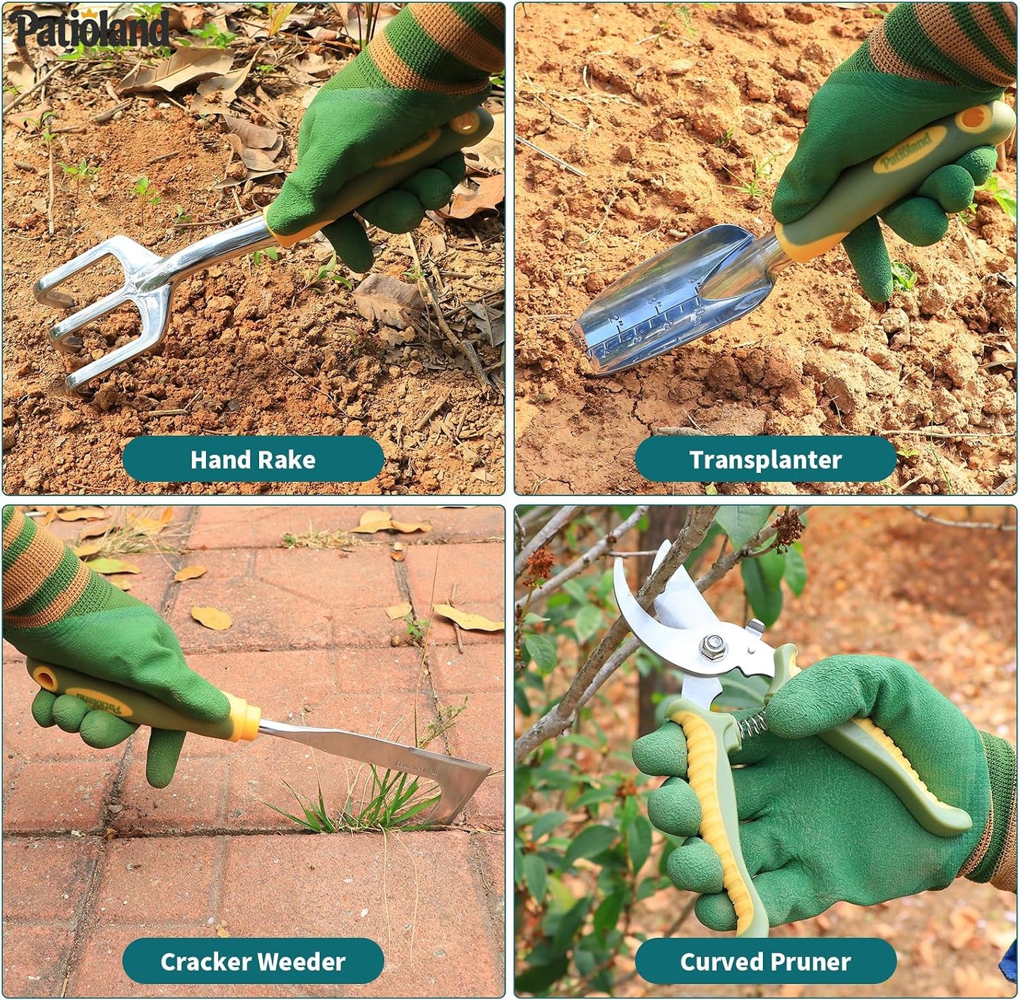 Brown Garden Tools Set 10-Piece, Gardening Gifts for Women Men