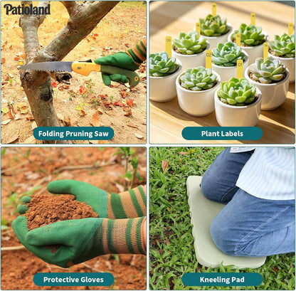 Brown Garden Tools Set 10-Piece, Gardening Gifts for Women Men
