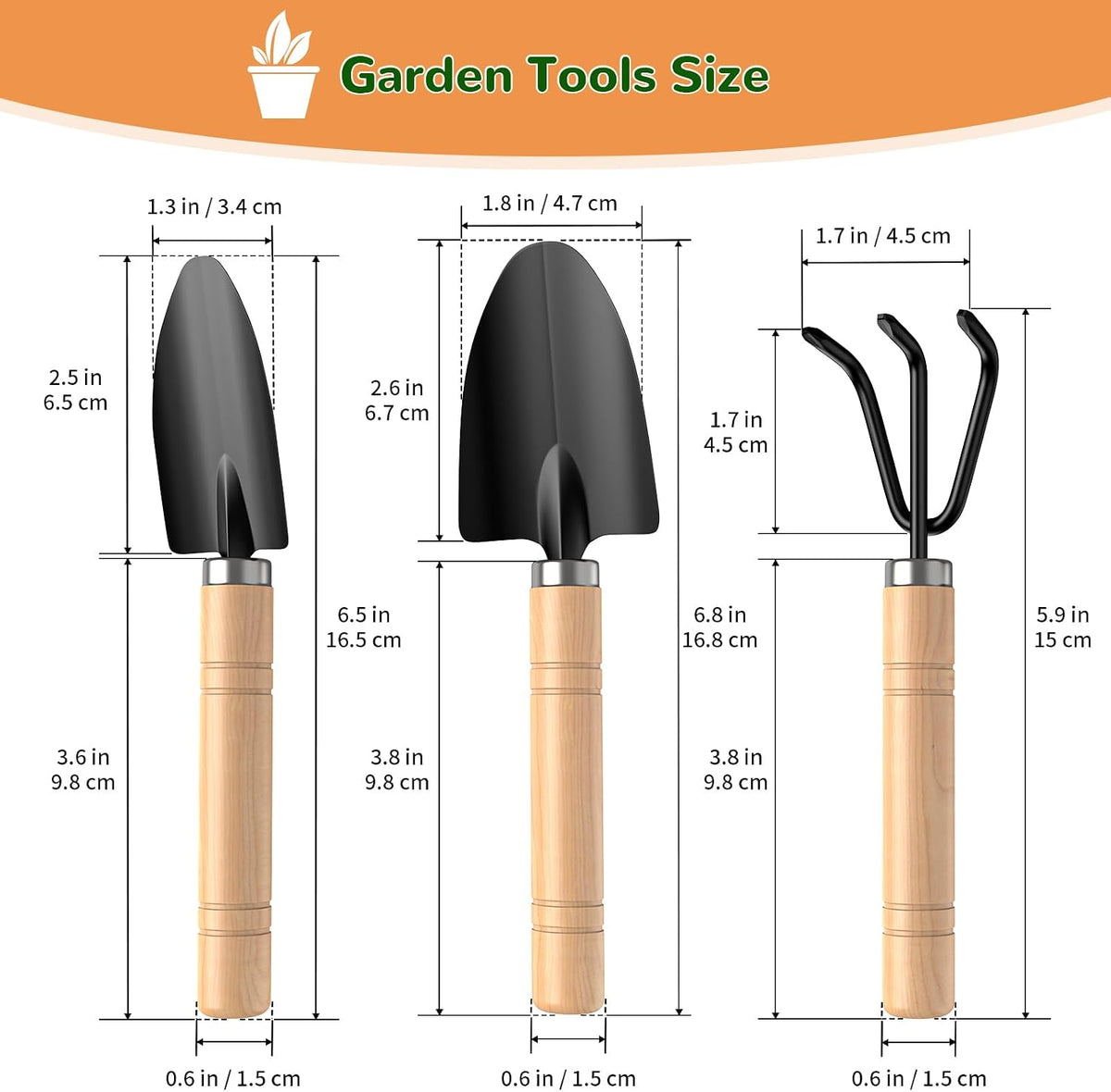 Brown Garden Tools Set 10-Piece, Gardening Gifts for Women Men