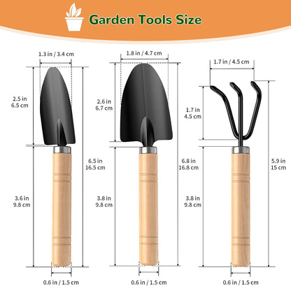 Brown Garden Tools Set 10-Piece, Gardening Gifts for Women Men