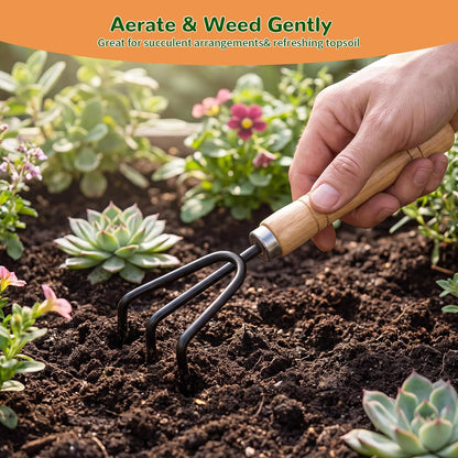 Brown Garden Tools Set 10-Piece, Gardening Gifts for Women Men