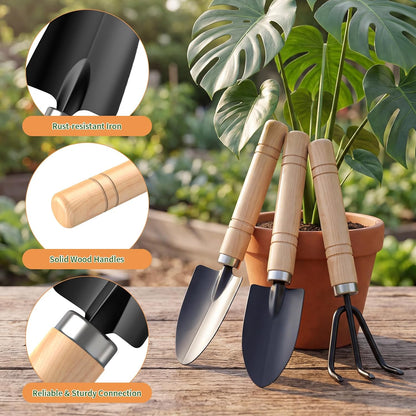 Brown Garden Tools Set 10-Piece, Gardening Gifts for Women Men