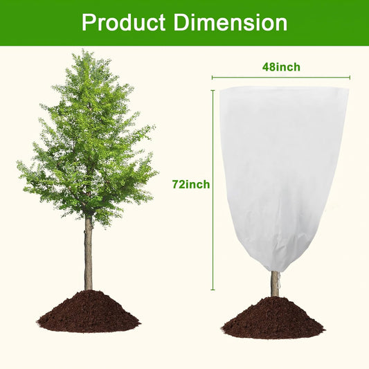 3 Pack Plant Covers Freeze Protection, 48"×72" 1.77oz/yd² Plant Frost Covers for Outdoor Plants Shrub Potted Plants Use, Winter Cloth Plant Tree Cover with Drawstring for Cold Weather