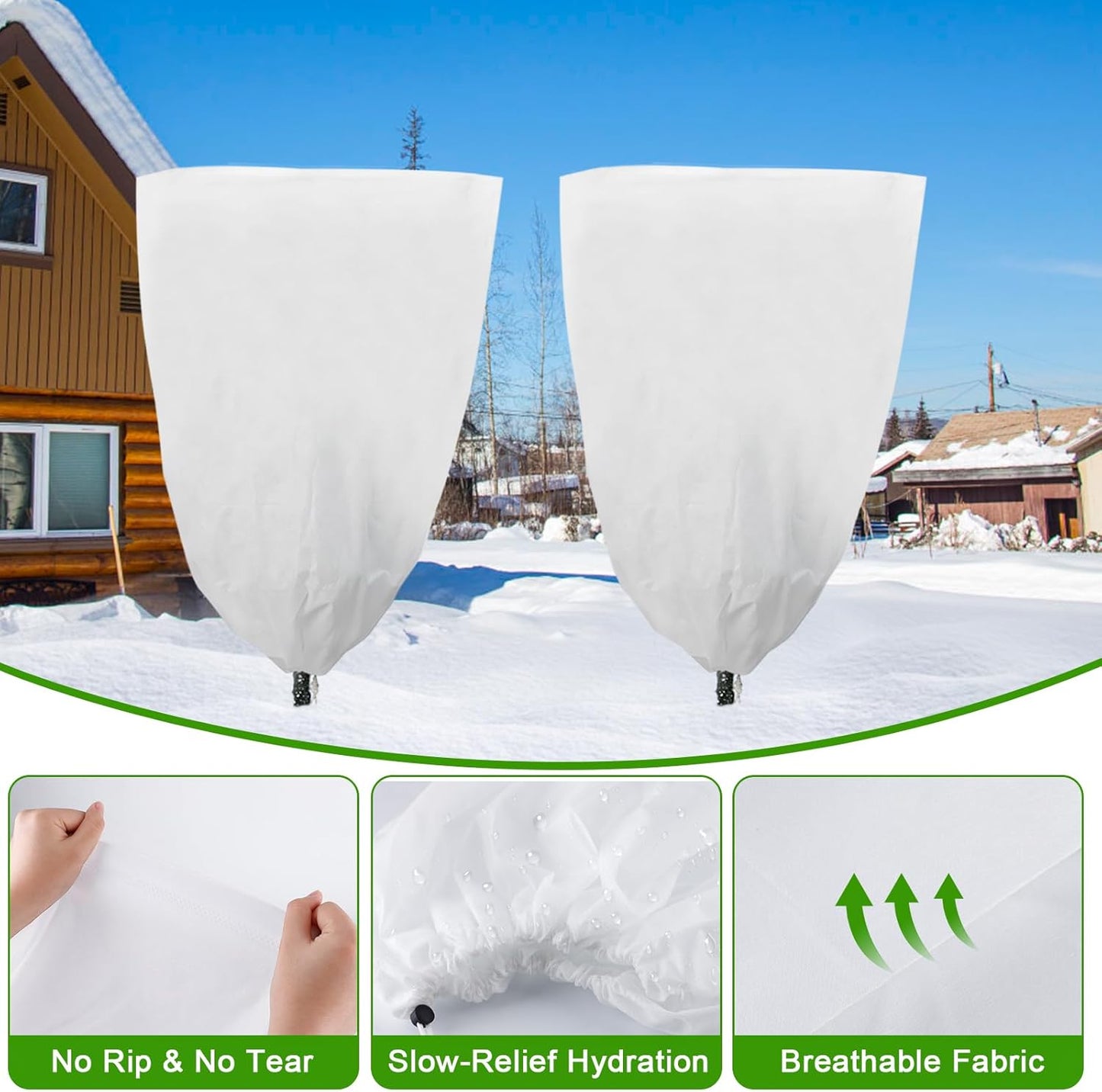 3 Pack Plant Covers Freeze Protection, 48"×72" 1.77oz/yd² Plant Frost Covers for Outdoor Plants Shrub Potted Plants Use, Winter Cloth Plant Tree Cover with Drawstring for Cold Weather