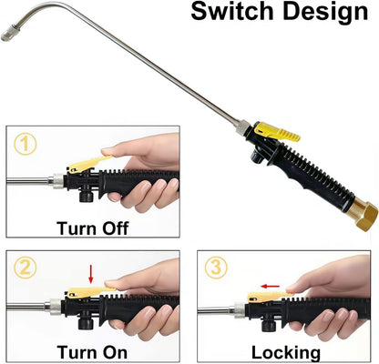 Mist Watering Wand For Hanging Baskets,25 Inch Spray Wand With Adjustable Nozzle, Car Pet Window Cleaning Tool, Great For Watering Seedbeds, Hanging Plants, Deck Plants.（90-degree curved nozzle）