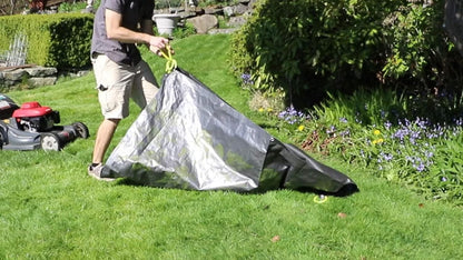 Home & Garden 31586 Clean-Up Canvas Super Duty Tarp with Interlocking Handles of 300 lb Capacity for Garden and Yard Waste
