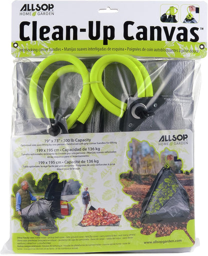 Home & Garden 31586 Clean-Up Canvas Super Duty Tarp with Interlocking Handles of 300 lb Capacity for Garden and Yard Waste