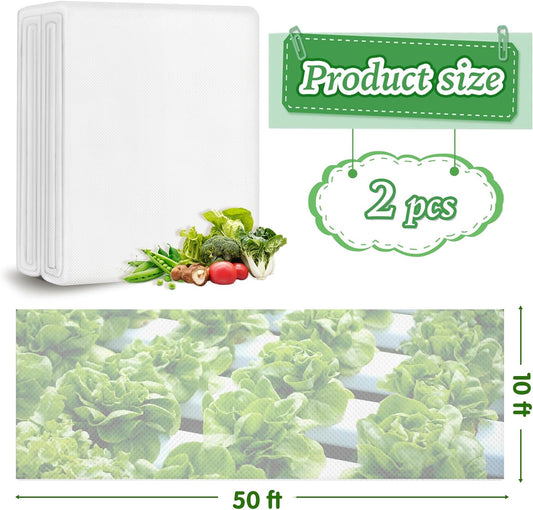 2PCS 10 Ft x 50 Ft Plant Covers Freeze Protection 1.05 oz/yd²Frost Blankets for Winter Outdoors Plants Floating Row Cover Frost Cloth Plant Freeze Protection