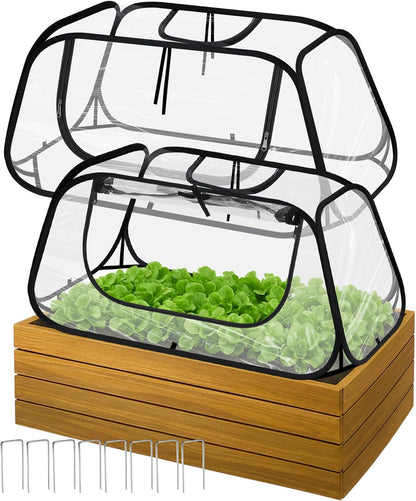 2 Pack Garden Covers for Raised Bed Foldable Clear PVC Greenhouse for Freeze Protection Row Plants Cover Accelerator with Zipper Door Black 32"x13"x14" Protection Vegetable Fruit from Animal