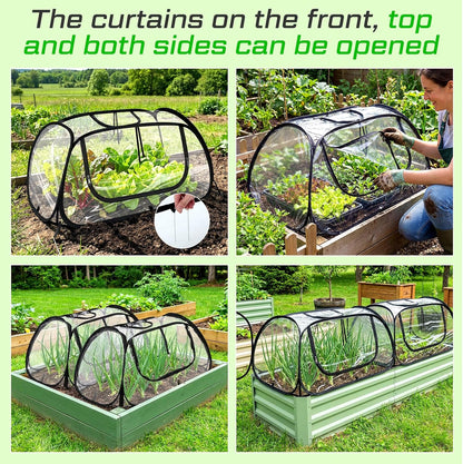 2 Pack Garden Covers for Raised Bed Foldable Clear PVC Greenhouse for Freeze Protection Row Plants Cover Accelerator with Zipper Door Black 32"x13"x14" Protection Vegetable Fruit from Animal