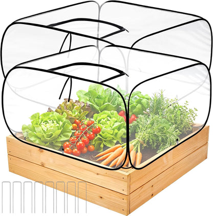 2 Pack Garden Covers for Raised Bed Foldable Clear PVC Greenhouse for Freeze Protection Row Plants Cover Accelerator with Zipper Door Black 32"x13"x14" Protection Vegetable Fruit from Animal