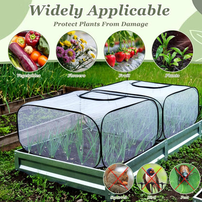 2 Pack Garden Covers for Raised Bed Foldable Clear PVC Greenhouse for Freeze Protection Row Plants Cover Accelerator with Zipper Door Black 32"x13"x14" Protection Vegetable Fruit from Animal