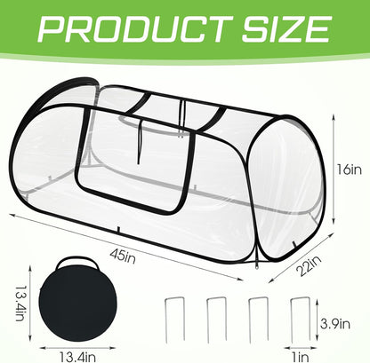 2 Pack Garden Covers for Raised Bed Foldable Clear PVC Greenhouse for Freeze Protection Row Plants Cover Accelerator with Zipper Door Black 32"x13"x14" Protection Vegetable Fruit from Animal
