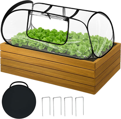 2 Pack Garden Covers for Raised Bed Foldable Clear PVC Greenhouse for Freeze Protection Row Plants Cover Accelerator with Zipper Door Black 32"x13"x14" Protection Vegetable Fruit from Animal